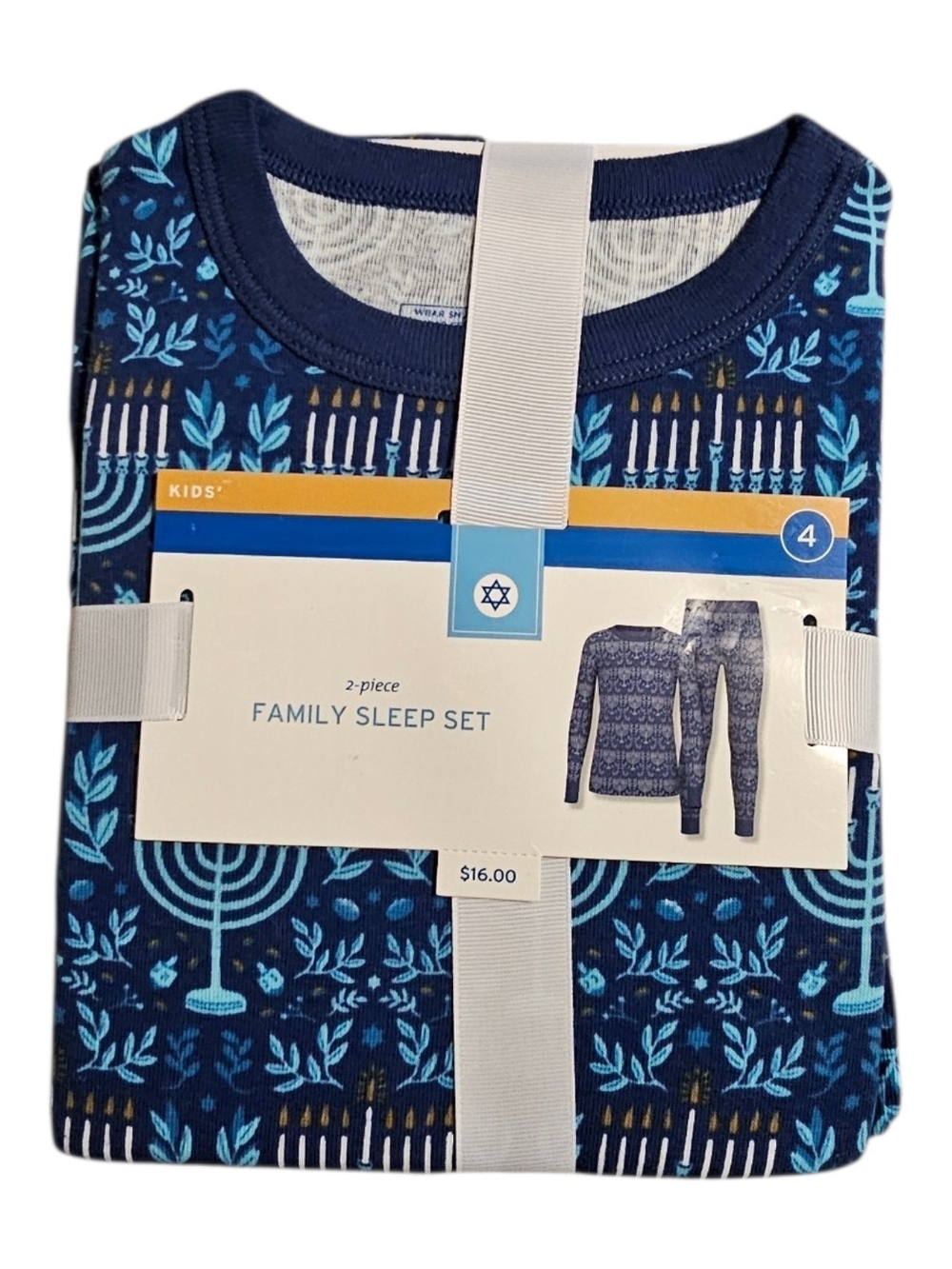 Holiday Editions Navy Blue Hanukkah Menorah Kids Pajama Set
